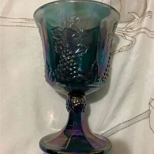4 Indiana Glass “Harvest Grape” Iridescent Blue Set of Goblets